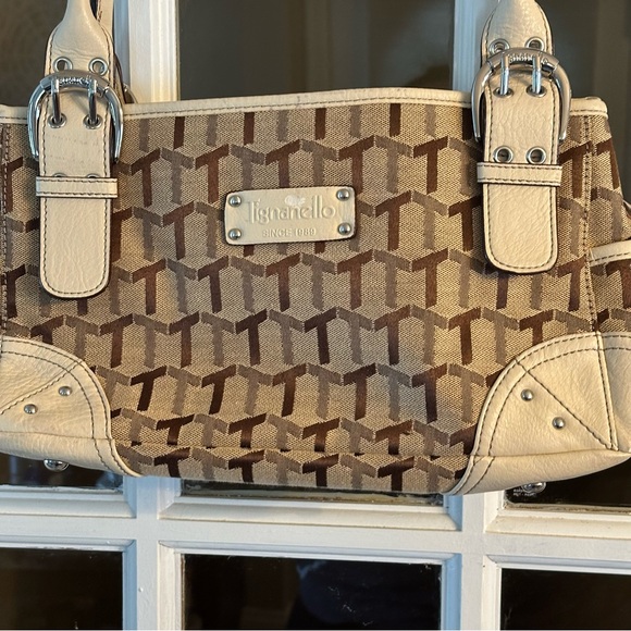 Tignanello Purse Signature Fabric And Leather Satchel - Picture 4 of 11